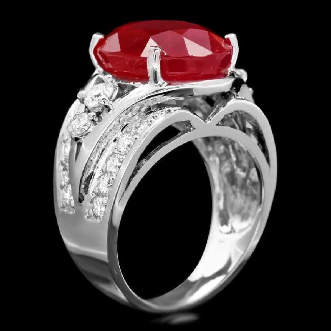 14K White Gold 12.27ct Ruby and 1.32ct Diamond Ring - 3