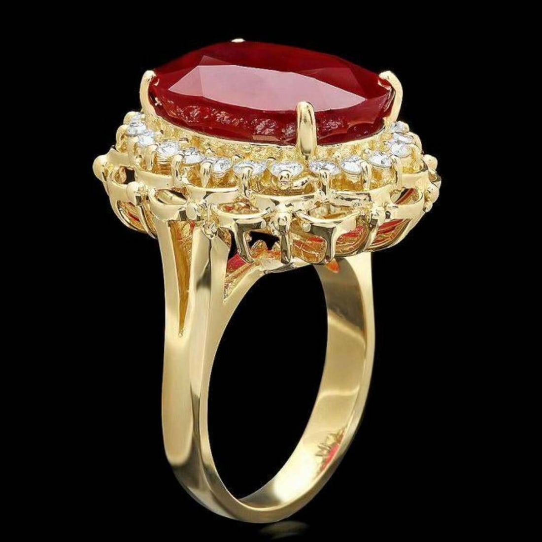 14K Yellow Gold 15.78ct Ruby and 0.70ct Diamond Ring - 2