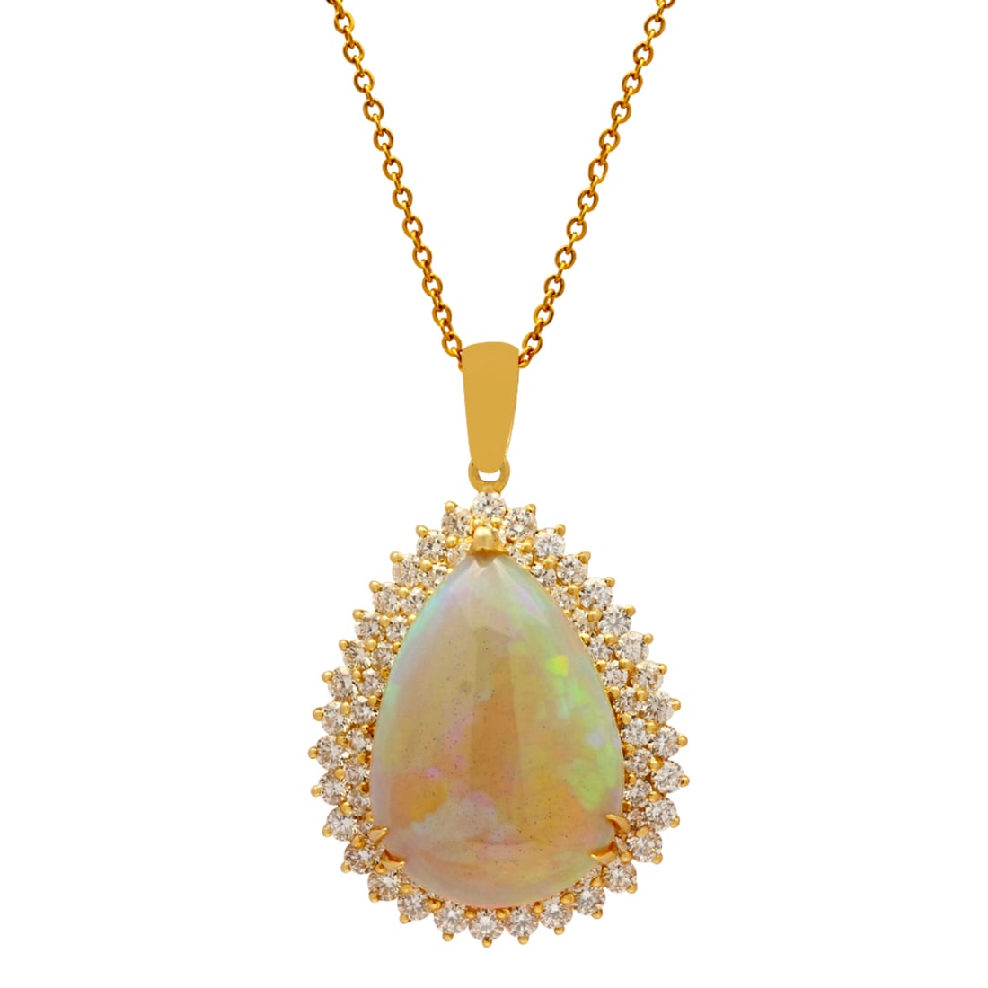 14k Yellow Gold 18.71ct Opal 3.70ct Diamond Pendant: Retail: $21,160.00 ****** 14k Yellow Gold 18.71ct Opal 3.70ct Diamond Pendant ****** Metal: 14K Yellow Gold / Total Item Weight: 15.10 grams / Country Made: United States / / Main Stone: Opal /