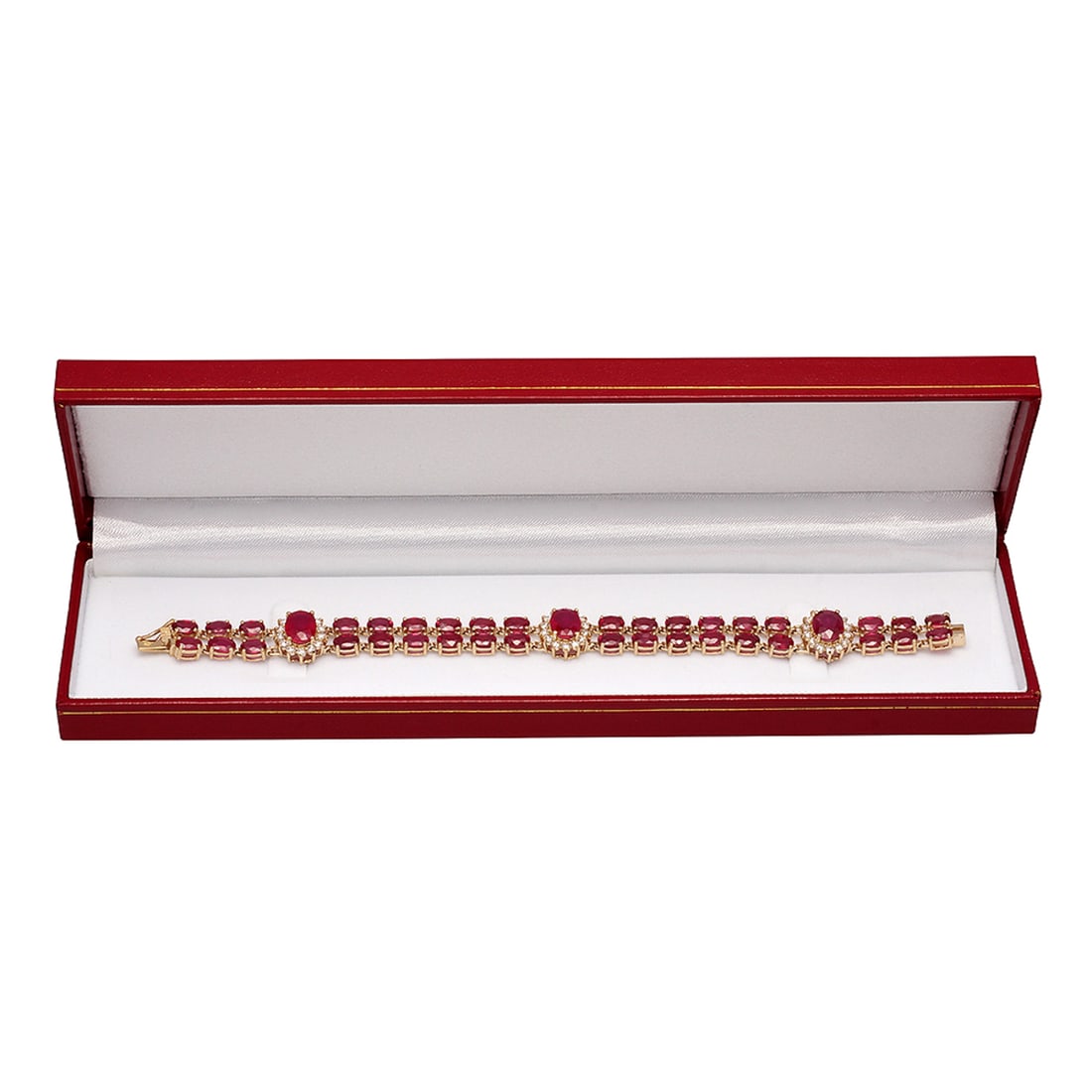 14k Yellow Gold 29.67ct Ruby 1.64ct Diamond Bracelet - 3