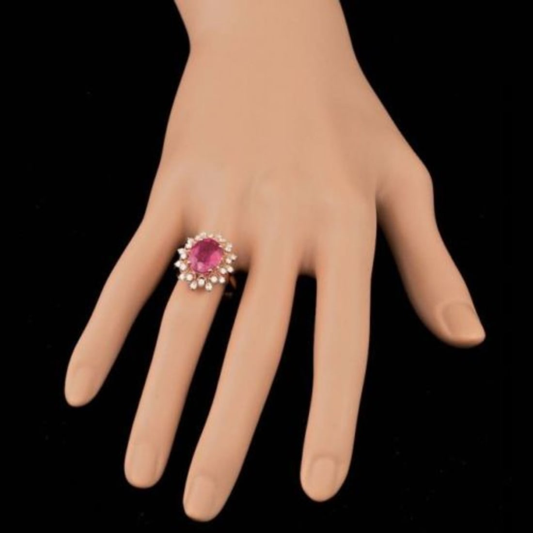 14K Rose Gold 4.23ct Ruby and 0.62ct Diamond Ring - 3