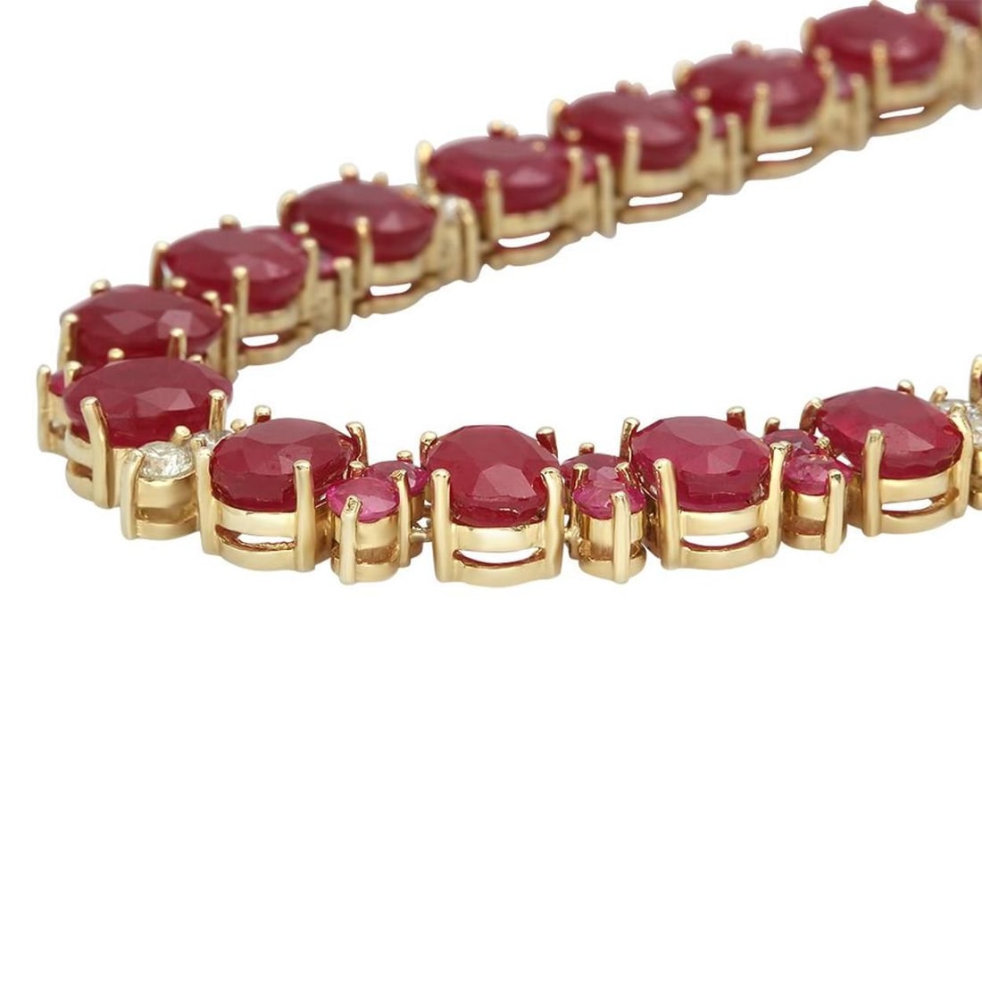 14K Gold 94.87ct Ruby 2.60ct Diamond Necklace - 2