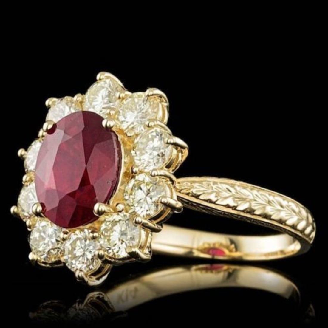 14K Yellow Gold 3.78ct Ruby and 2.12ct Diamond Ring - 2