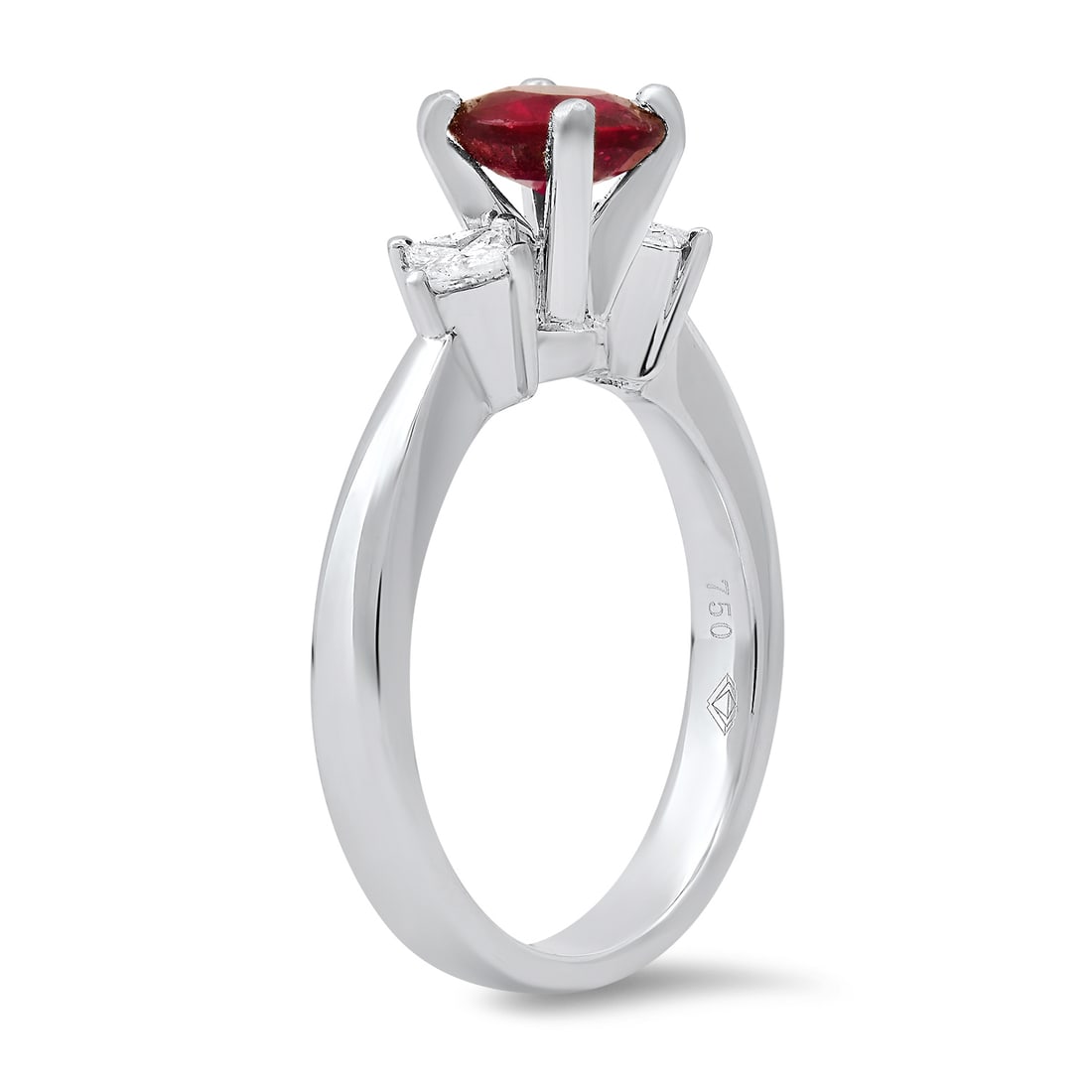 18K White Gold Setting with 0.92ct Ruby and 0.38ct Diamond Ladies Ring - 3