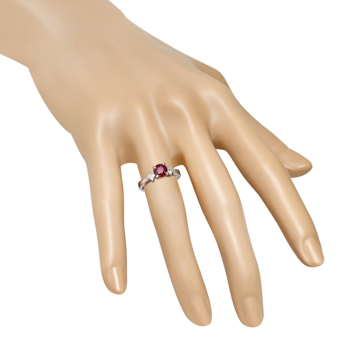 18K White Gold Setting with 0.92ct Ruby and 0.38ct Diamond Ladies Ring - 4