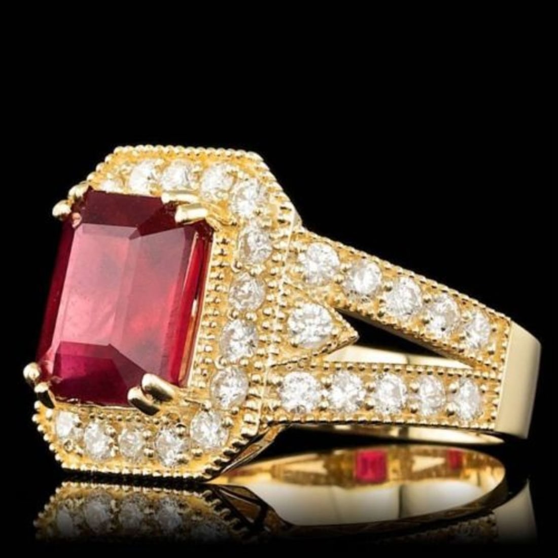 14K Yellow Gold 5.13ct Ruby and 1.47ct Diamond Ring - 2