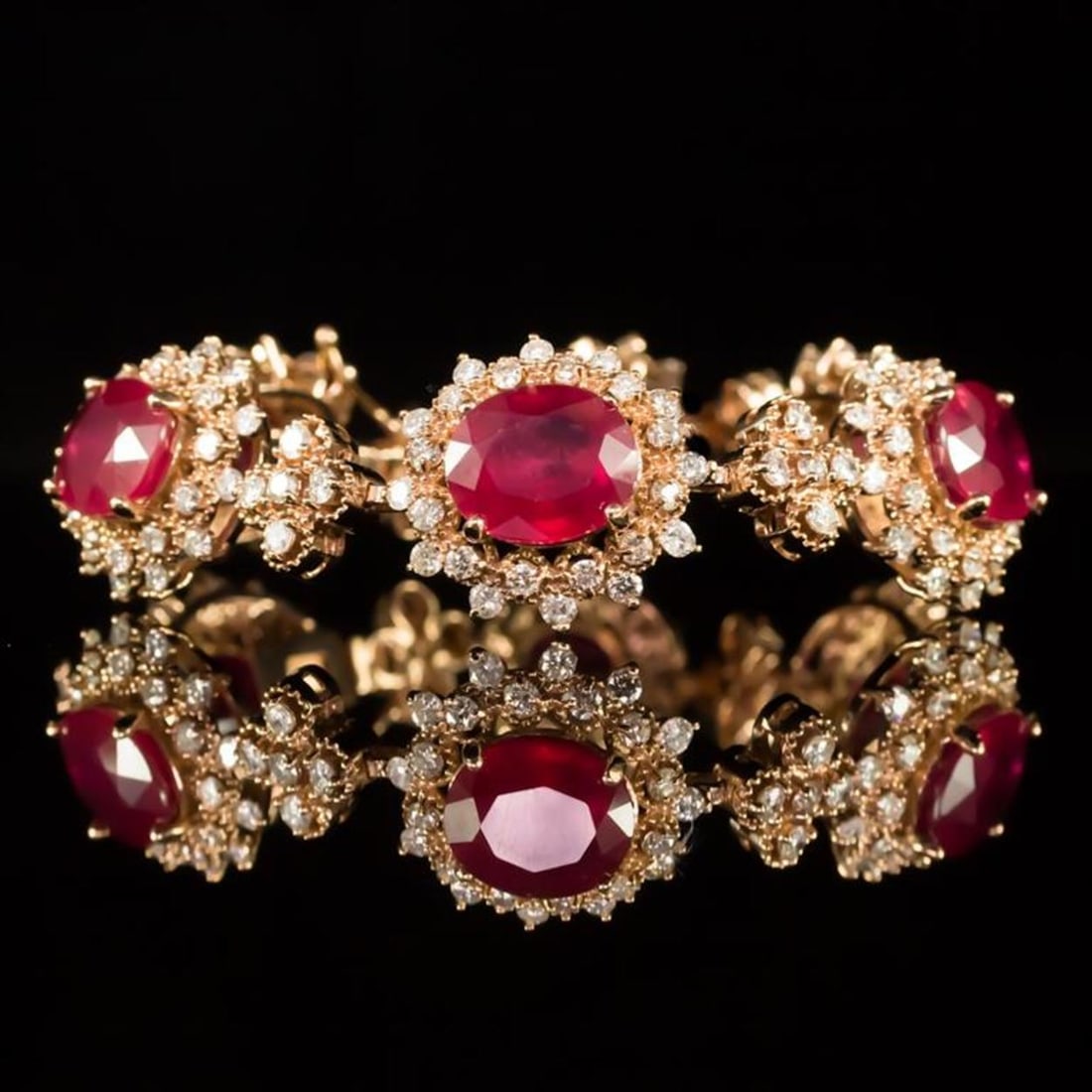 14K Gold 26.50ct Ruby 6.76ct Diamond Bracelet - 3