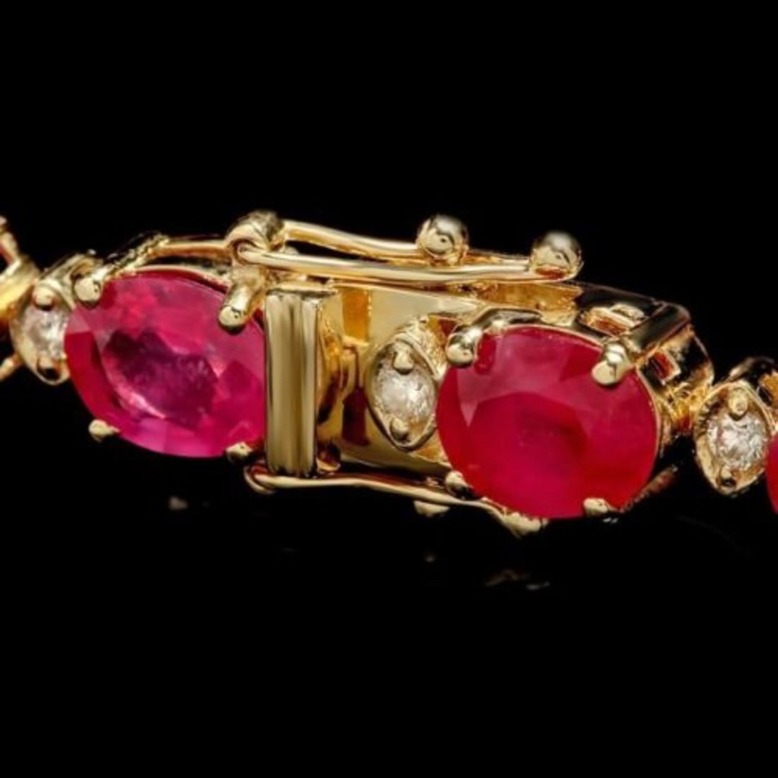 14k Gold 35.17ct Ruby 1.12ct Diamond Bracelet - 3