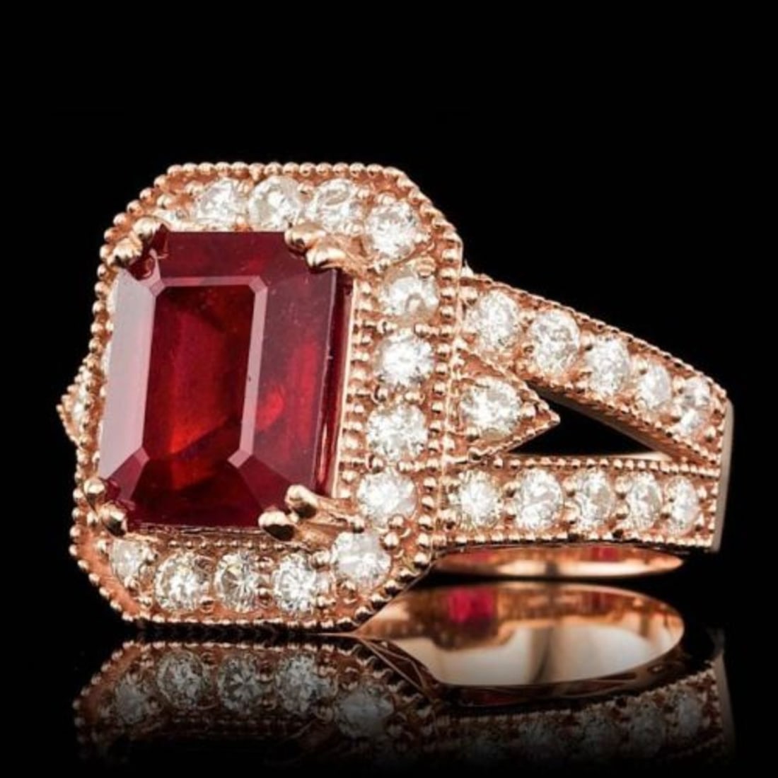 14K Rose Gold 5.18ct Ruby and 1.52ct Diamond Ring - 2