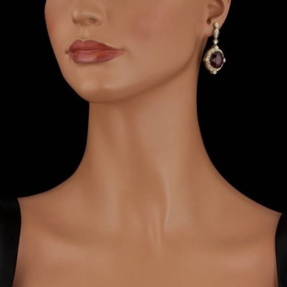 14k Gold 22.73ct Ruby 1.69ct Diamond Earrings - 4