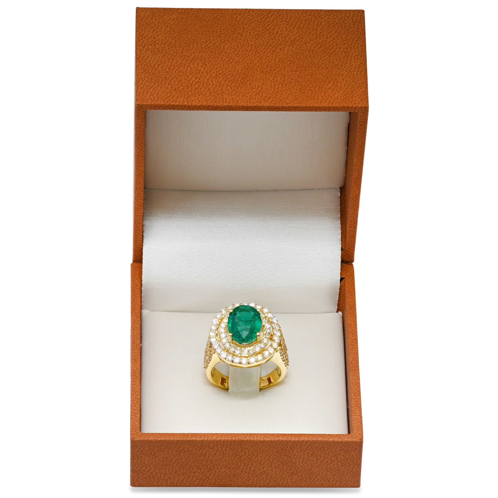 14K Yellow Gold 3.97ct Emerald and 1.83ct Diamond Ring - 5