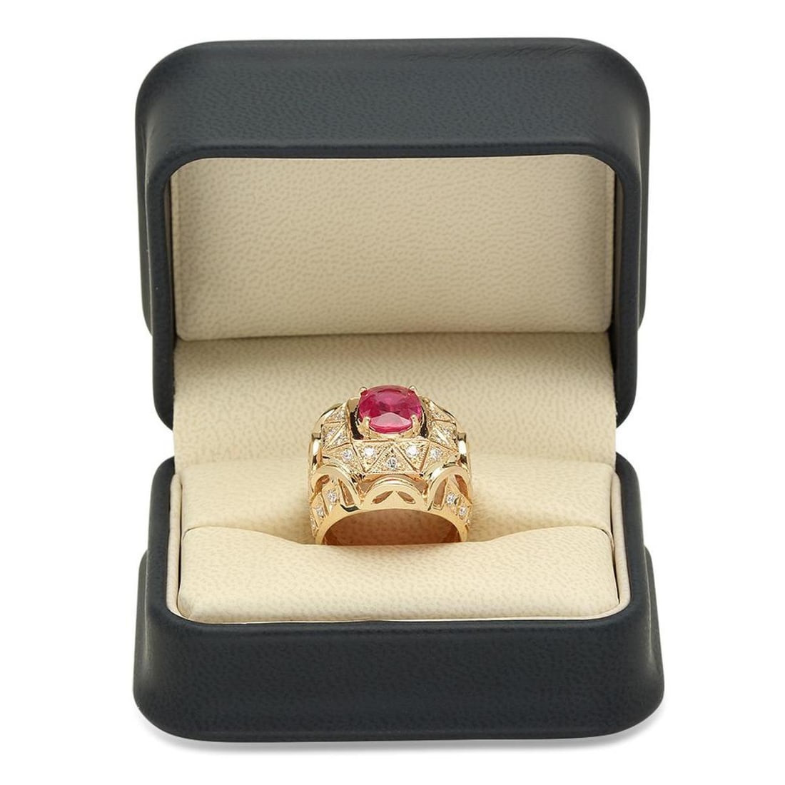 14K Yellow Gold 3.93ct Ruby and 1.07ct Diamond Ring - 4
