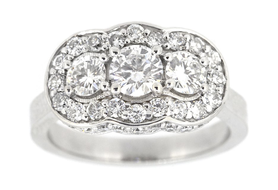 18K White Gold Ladies Ring with 1.90tw Diamonds: Retail: $16,000.00 ****** 18K White Gold Ladies Ring with 1.90tw Diamonds ****** Size: 6.5 / Metal: 18K white Gold / Total Item Weight: 8.8 Grams / Country Made: United States / / Main Stone: