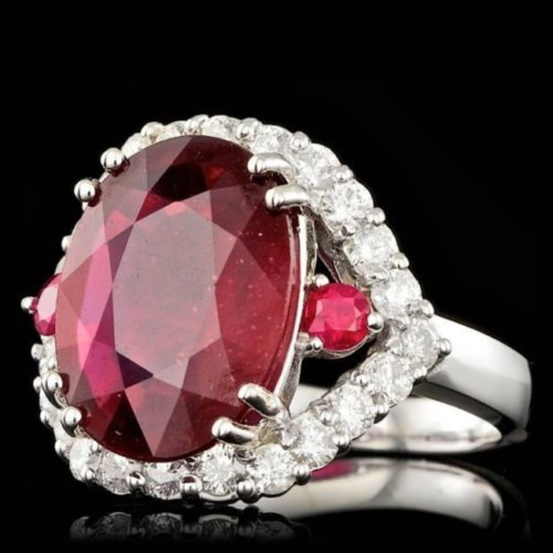 14K White Gold 7.51ct Ruby and 1.26ct Diamond Ring - 2