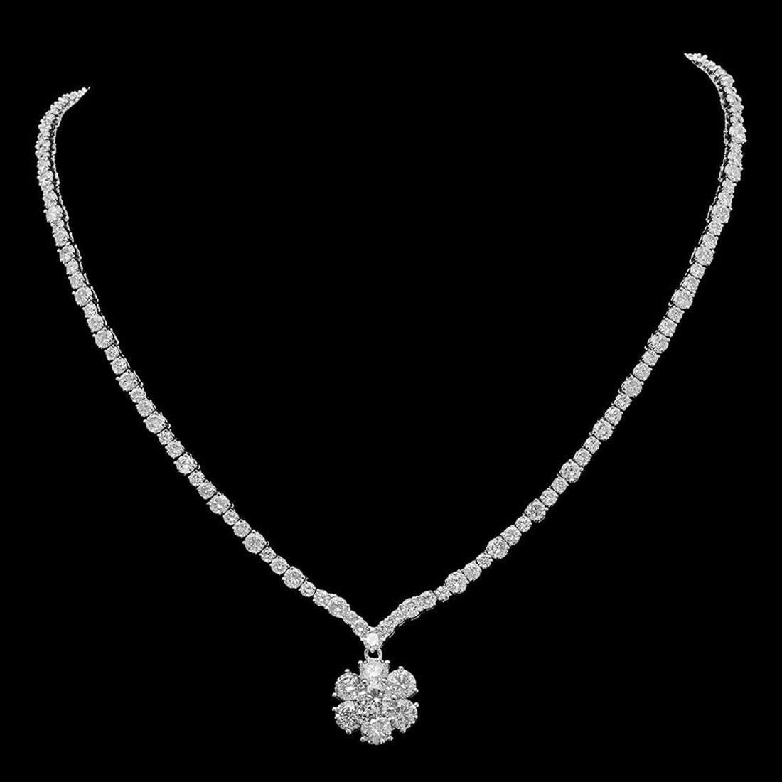 18K Gold 18.31ct Diamond Necklace: Retail: $72,650.00 ****** 18K Gold 18.31ct Diamond Necklace ****** Metal: 18K Solid White Gold / Total Item Weight: 25.2 grams / Country Made: United States / / Main Stone: Diamond / Carat Total