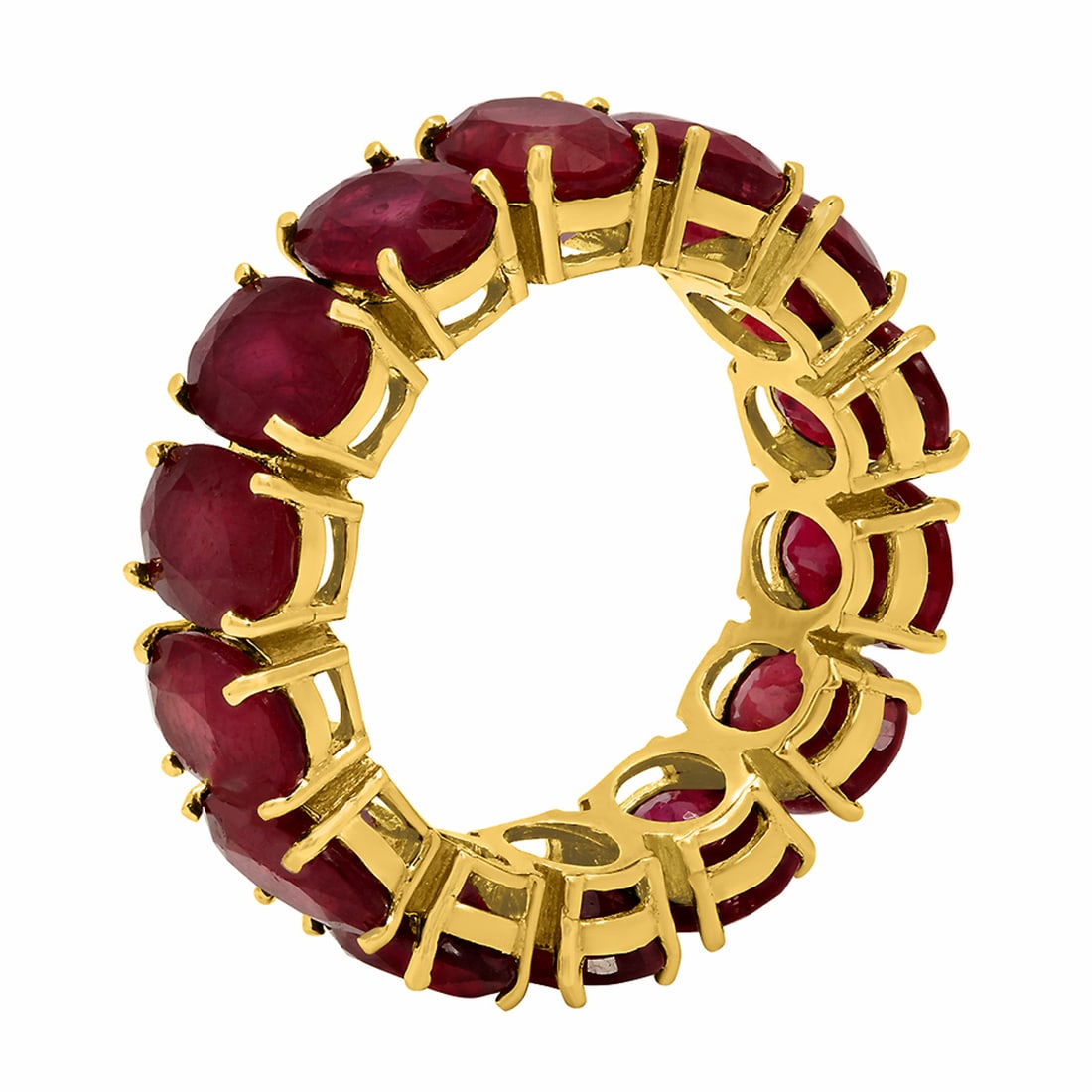14K Gold 13.30ct Ruby Eternity Band Ring - 2