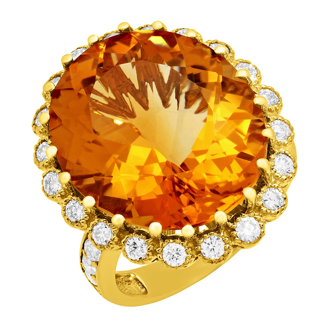 14k Yellow Gold 16.12ct Citrine 1.08ct Diamond Ring (1 of 5)