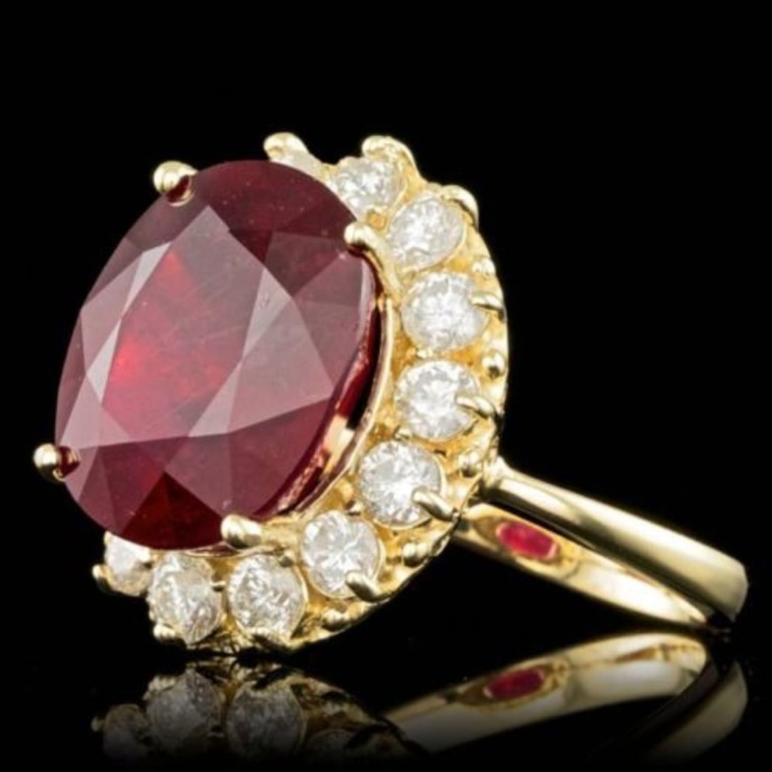 14K Yellow Gold 11.78ct Ruby and 1.48ct Diamond Ring - 2