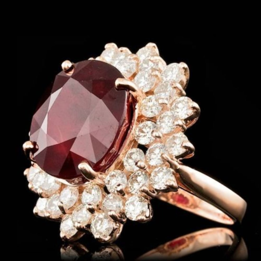 14K Rose Gold 13.13ct Ruby and 3.23ct Diamond Ring - 2