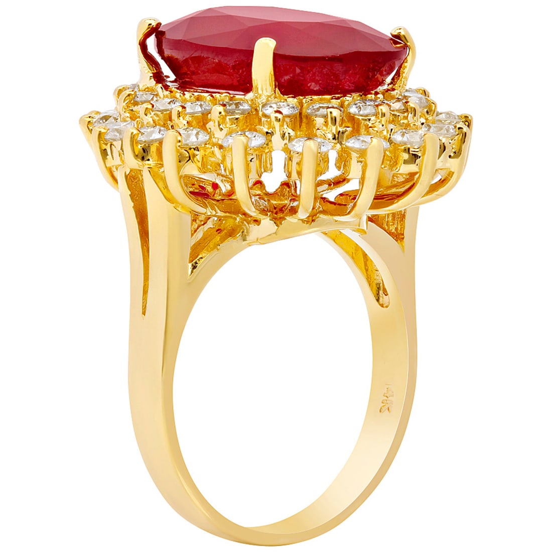 14k Yellow Gold 9.88ct Ruby 1.51ct Diamond Ring - 2