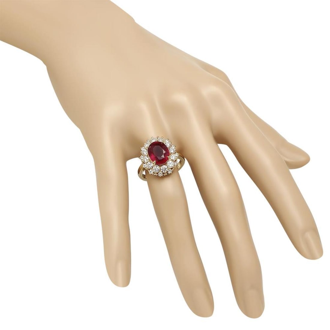 14K Yellow Gold 5.13ct Ruby and 1.50ct Diamond Ring - 3