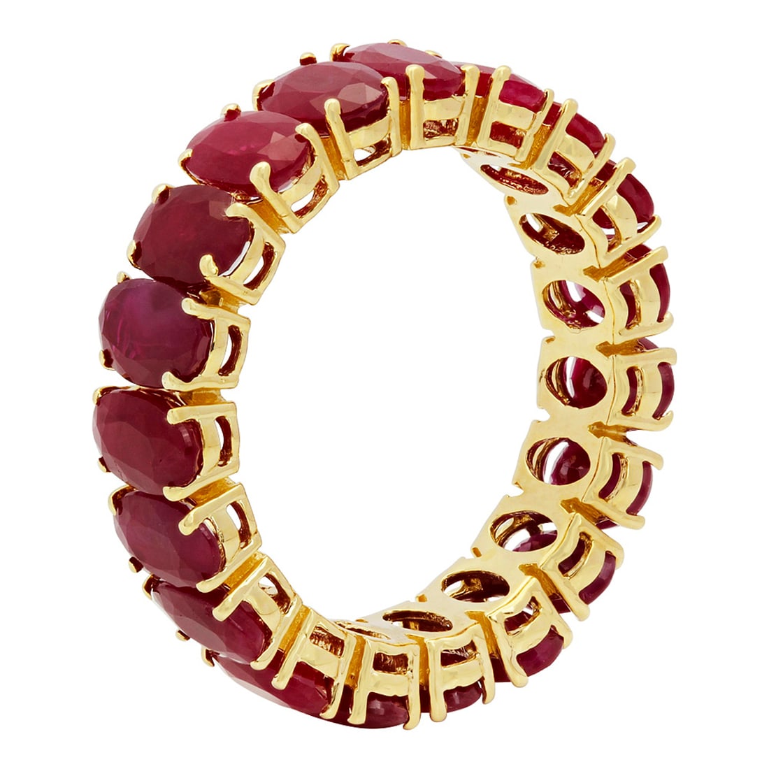14k Yellow Gold 10.47ct Ruby Eternity Band Ring - 2