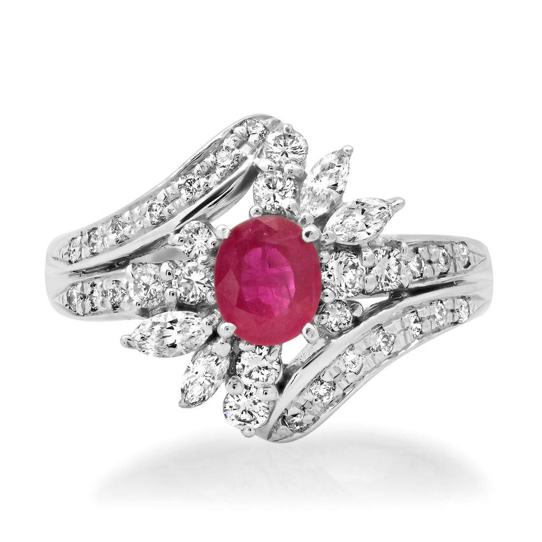 Platinum Setting with 0.70ct Ruby and 0.63ct Diamond Ladies Ring - 2