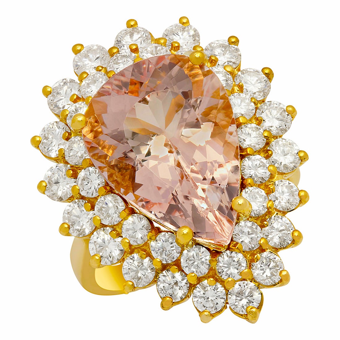 14k Yellow Gold 6.91ct Morganite 2.71ct Diamond Ring: Retail: $11,825.00 ****** 14k Yellow Gold 6.91ct Morganite 2.71ct Diamond Ring ****** Metal: 14K Yellow Gold / Total Item Weight: 10.90 grams / Country Made: United States / / Main Stone: Morganite