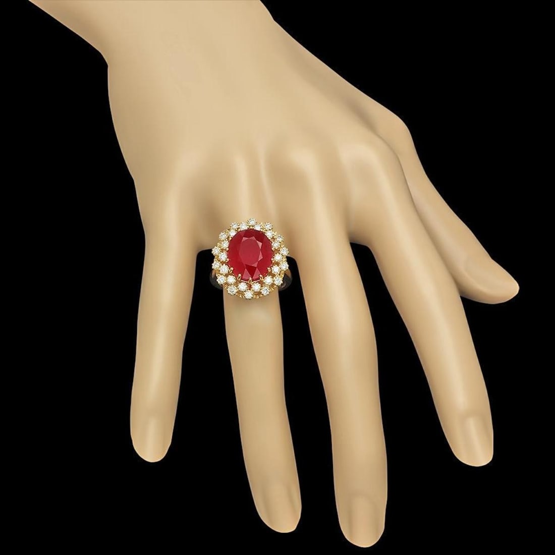 14K Yellow Gold 9.32ct Ruby and 1.01ct Diamond Ring - 3