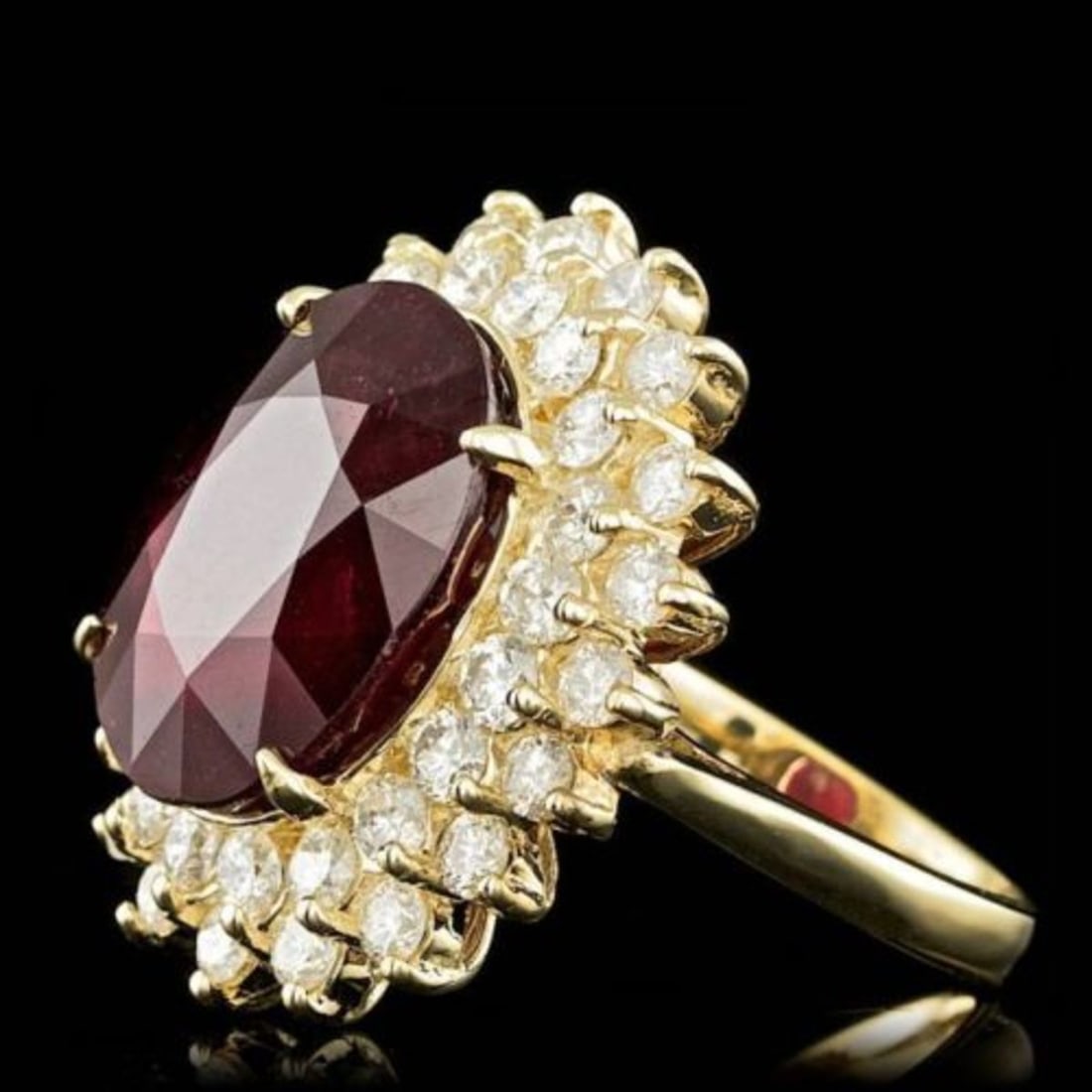 14K Yellow Gold 13.27ct Ruby and 1.96ct Diamond Ring - 2