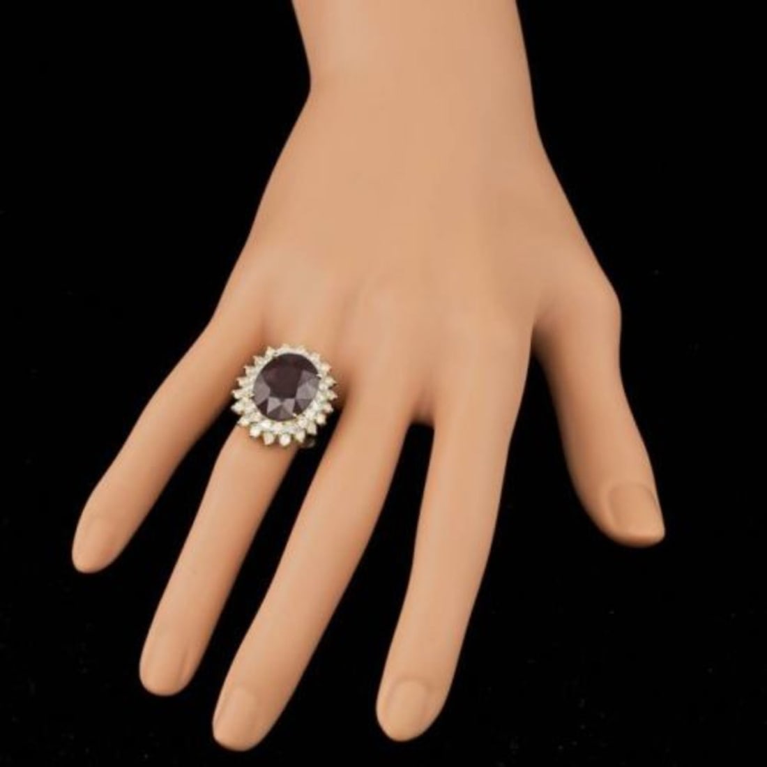 14K Yellow Gold 13.27ct Ruby and 1.96ct Diamond Ring - 4