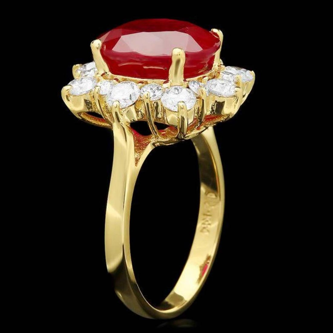 14K Yellow Gold 6.58ct Ruby and 1.37ct Diamond Ring - 2