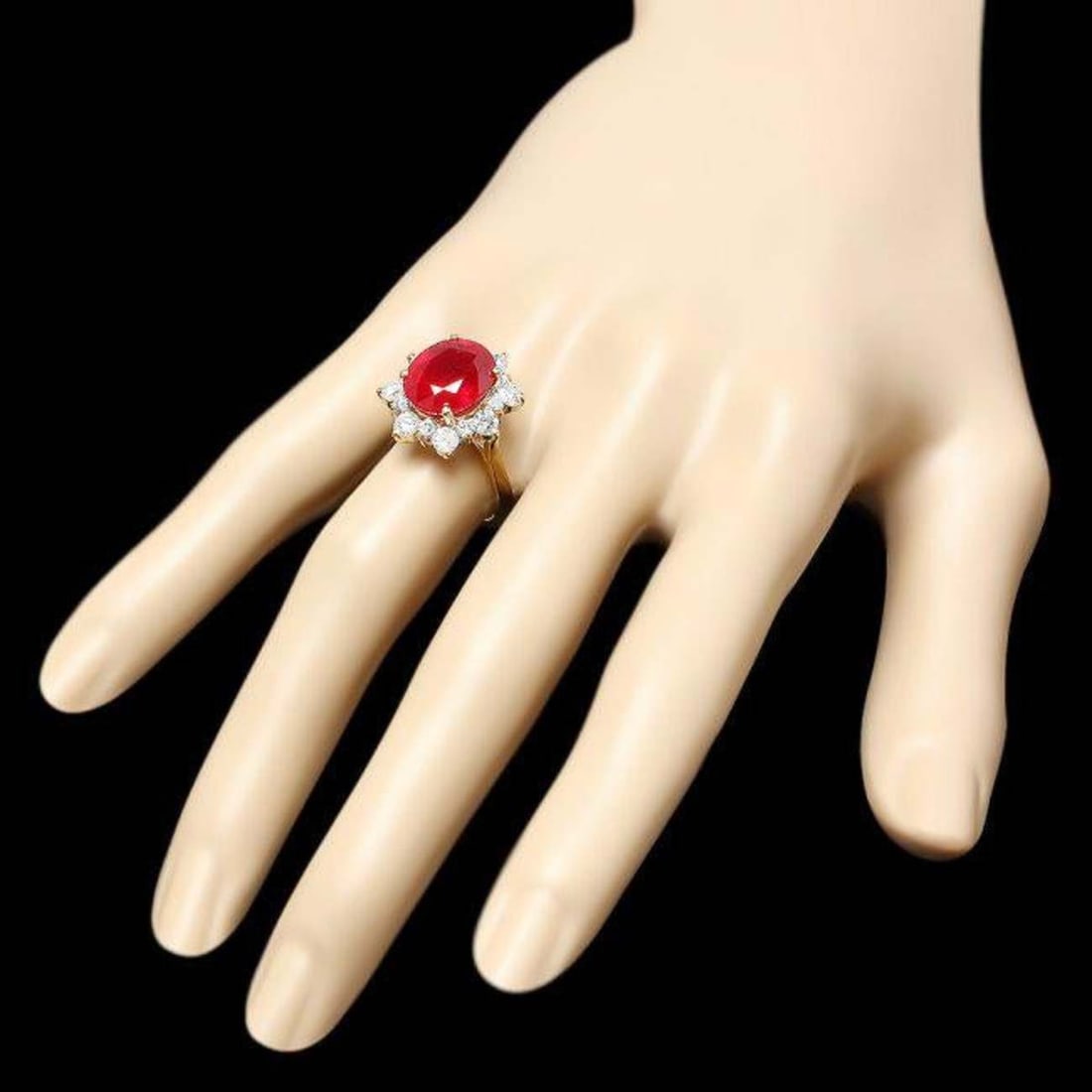 14K Yellow Gold 6.58ct Ruby and 1.37ct Diamond Ring - 3