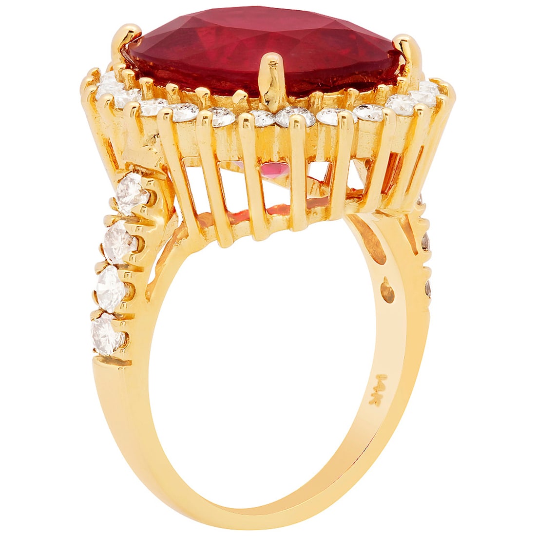 14k Yellow Gold 12.95ct Ruby 1.36ct Diamond Ring - 2