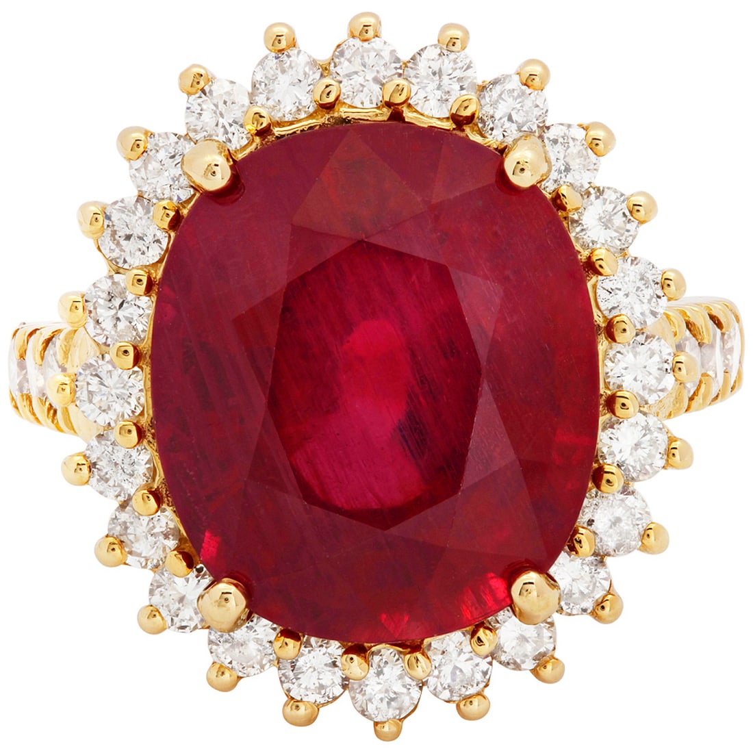 14k Yellow Gold 12.95ct Ruby 1.36ct Diamond Ring - 3