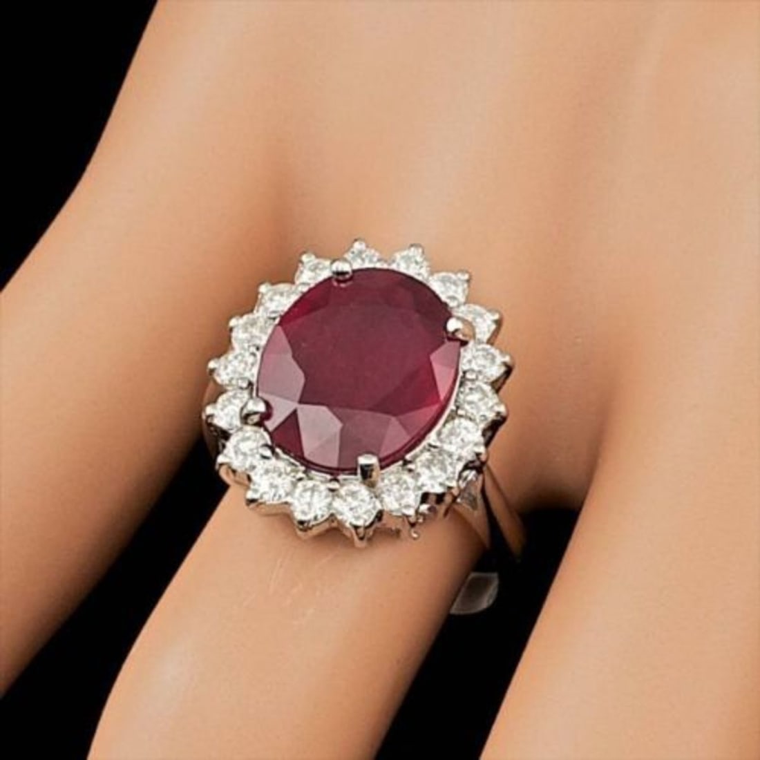14K White Gold 4.96ct Ruby and 0.87ct Diamond Ring - 3