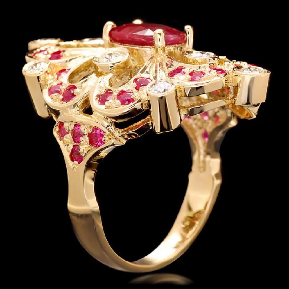 14K Yellow Gold 2.12ct Ruby and 0.48ct Diamond Ring - 3