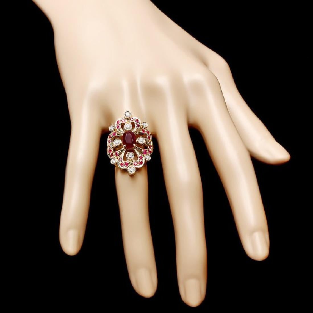 14K Yellow Gold 2.12ct Ruby and 0.48ct Diamond Ring - 4