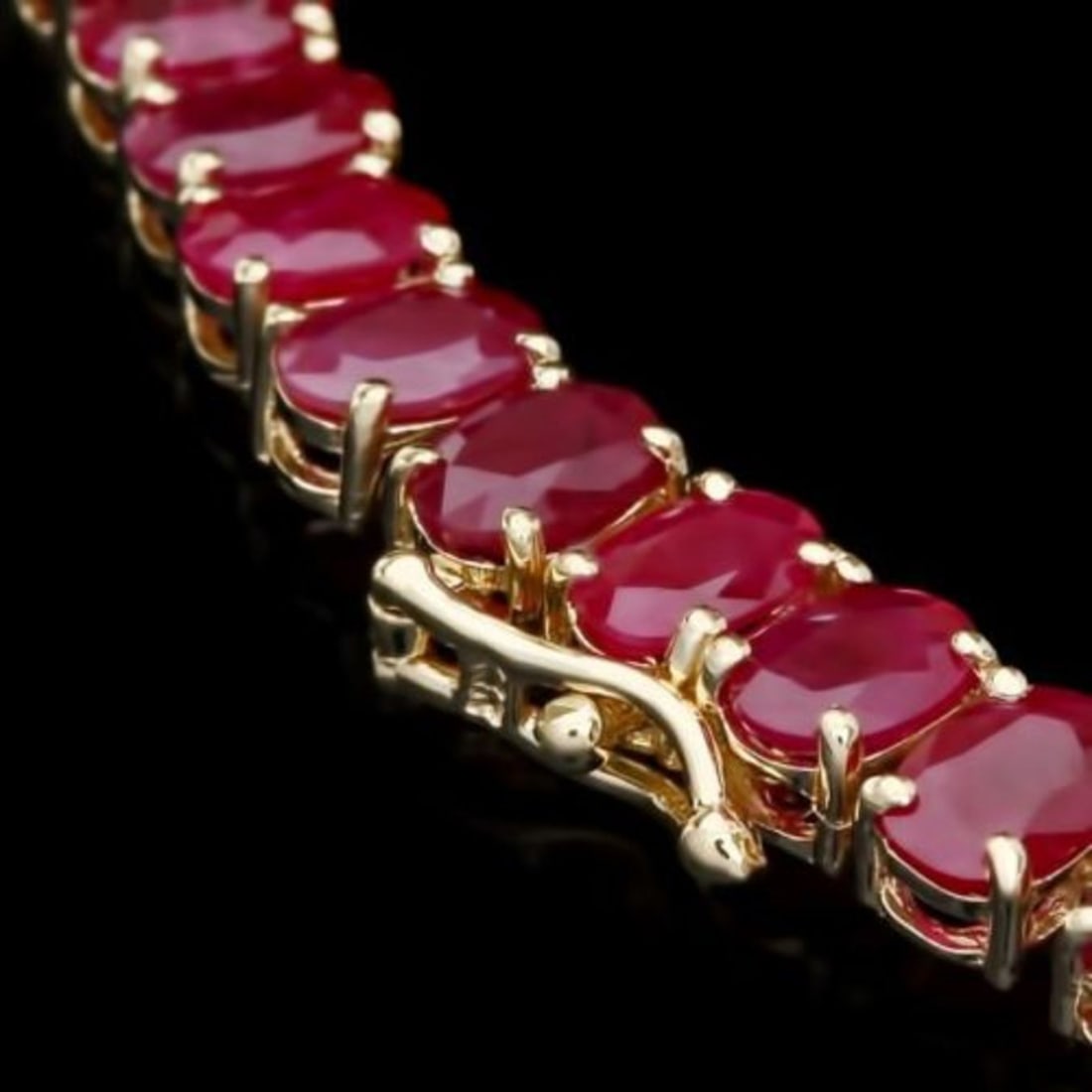 14K Yellow Gold 55.35ct Ruby and 1.20ct Diamond Necklace - 3