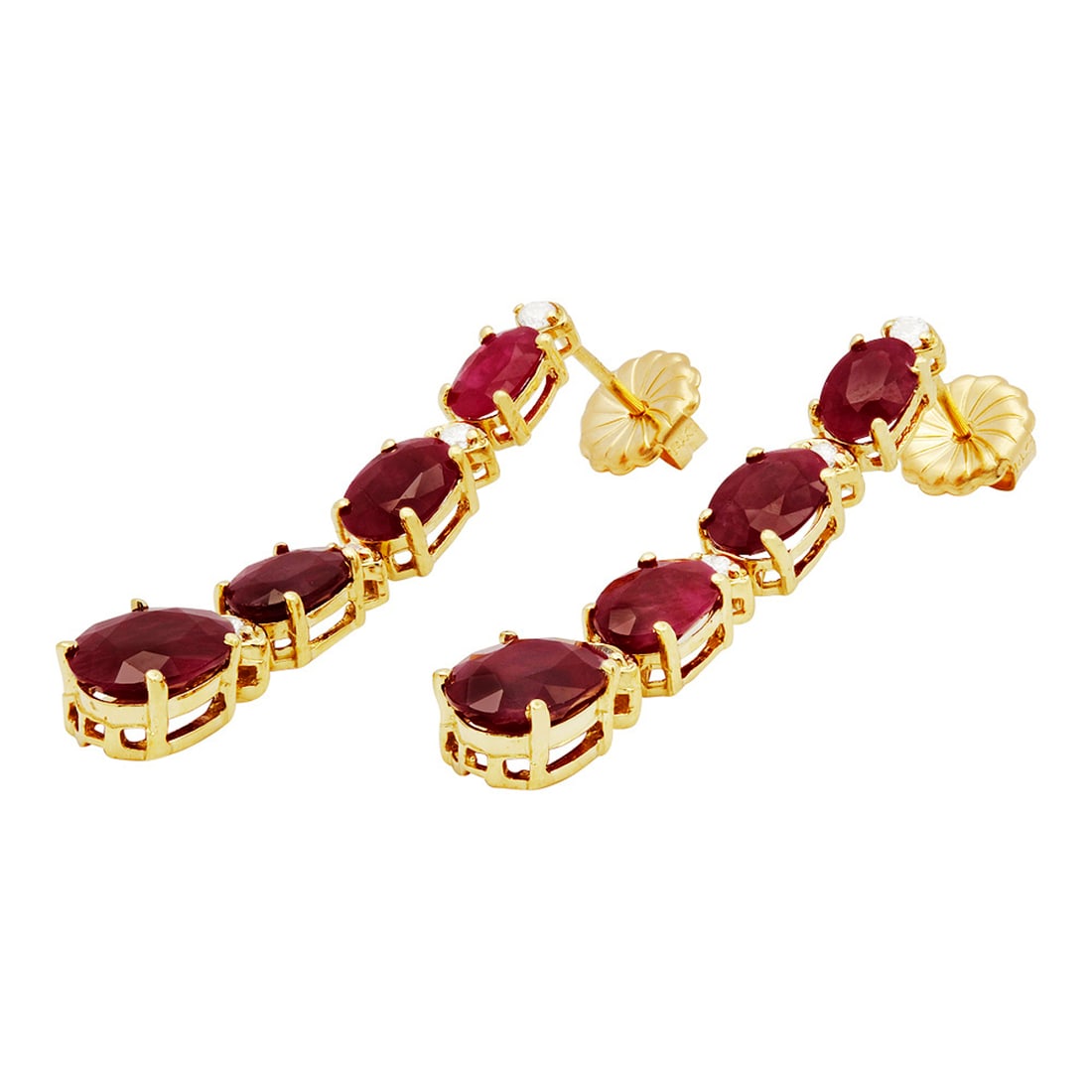 14k Yellow Gold 8.78ct Ruby 0.32ct Diamond Earrings - 2