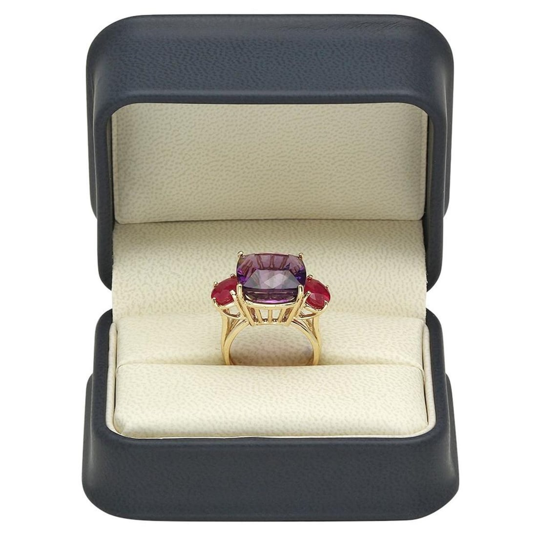 14K Yellow Gold 12.49ct Amethyst and 3.62ct Ruby Ring - 4