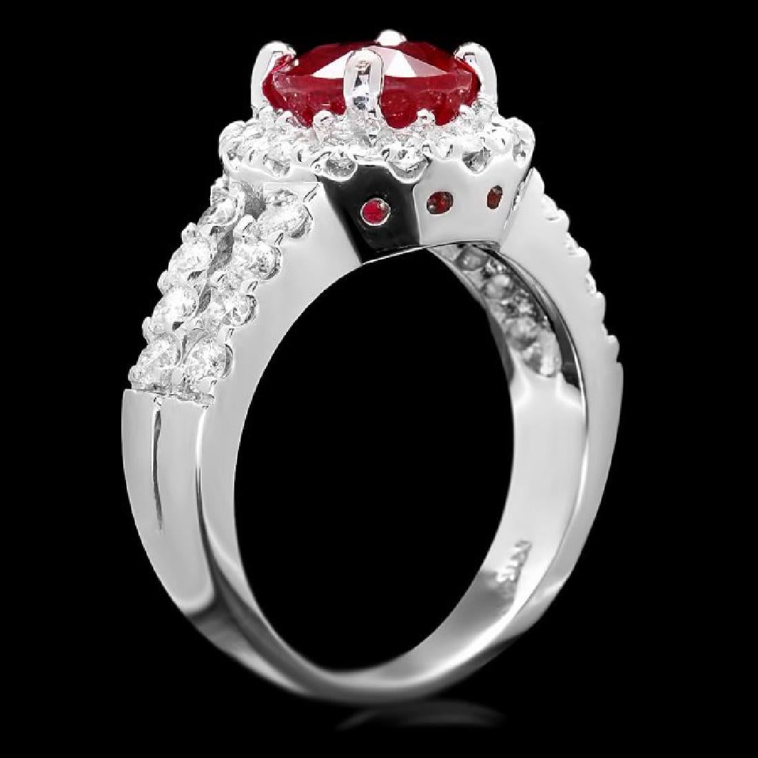 14K White Gold 2.95ct Ruby and 1.20ct Diamond Ring - 3