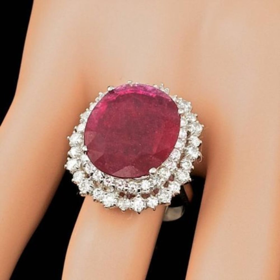 14K White Gold 10.69ct Ruby and 1.89ct Diamond Ring - 3