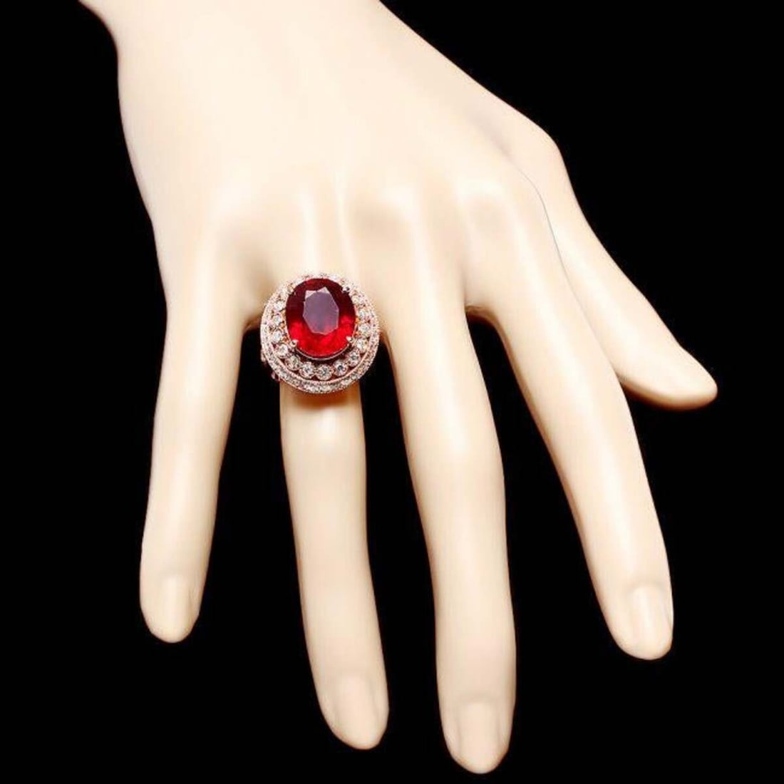 14K Rose Gold 10.85ct Ruby and 1.32ct Diamond Ring - 4