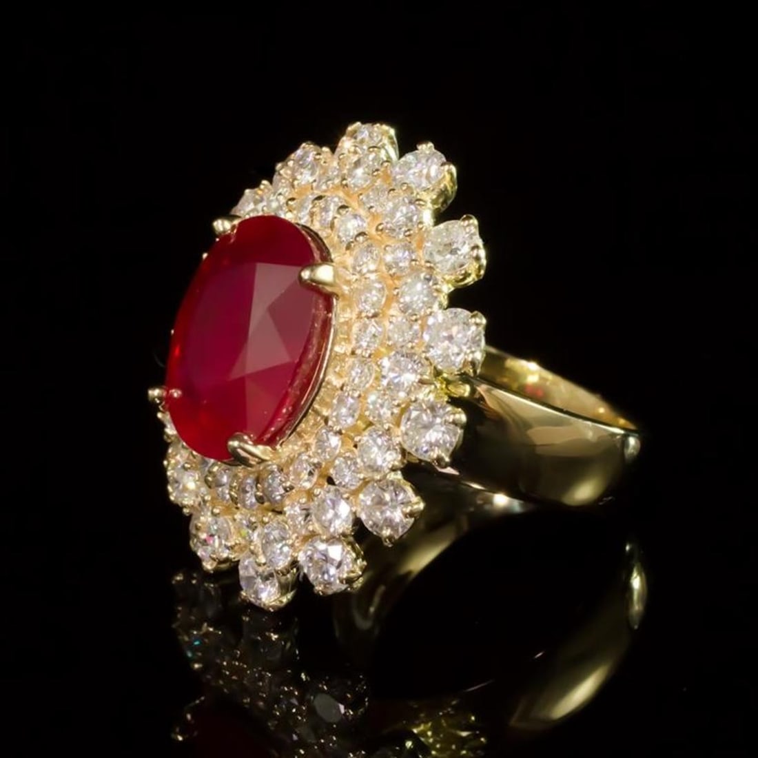14K Yellow Gold 9.50ct Ruby and 3.86ct Diamond Ring - 2