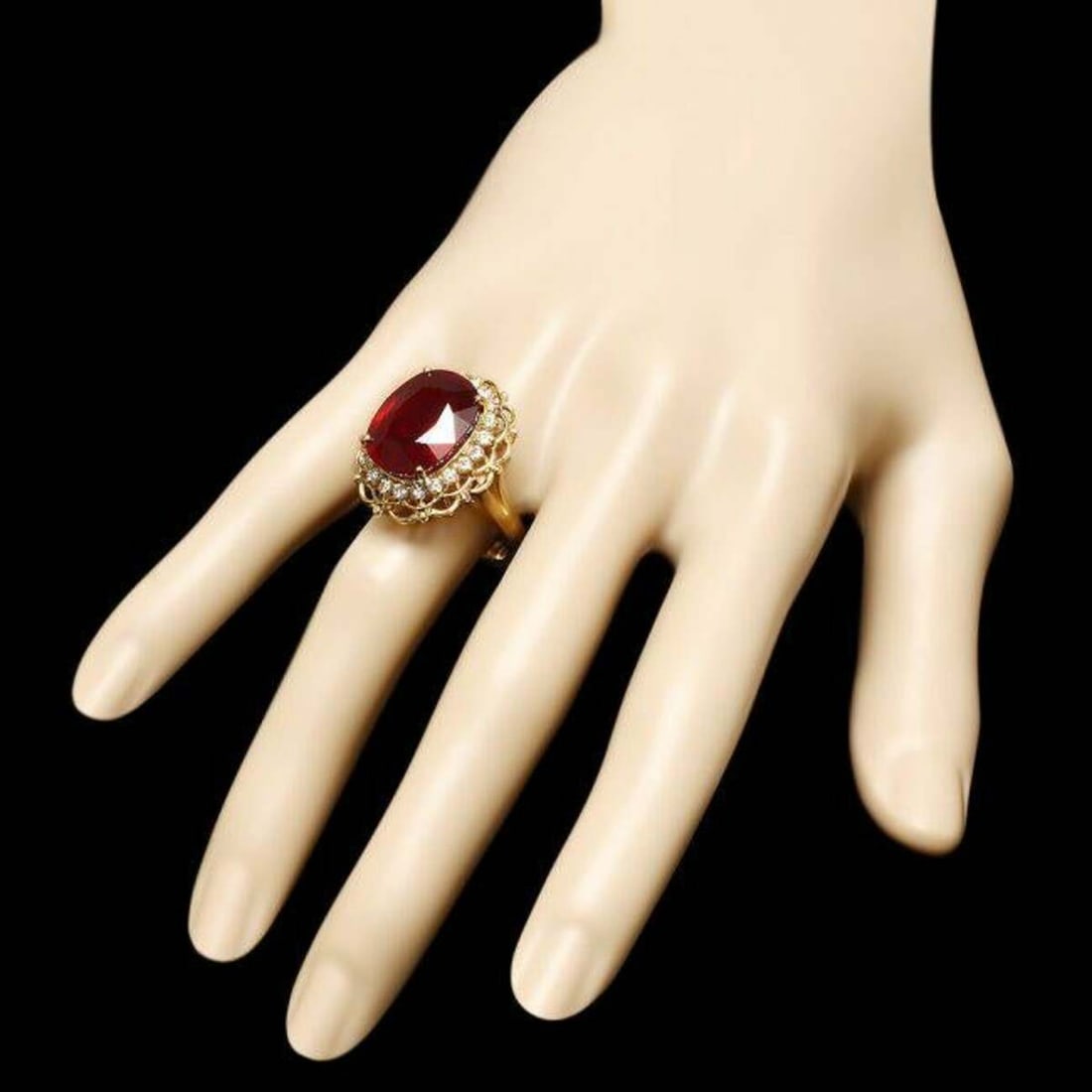 14K Yellow Gold 15.78ct Ruby and 0.70ct Diamond Ring - 3