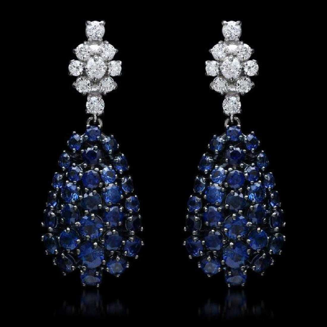 14K Black and White Gold 7.04ct Sapphire and 0.72ct Diamond Earrings: Retail: $5,760.00 ****** 14K Black and White Gold 7.04ct Sapphire and 0.72ct Diamond Earrings ****** Metal: 14K Black and White Gold / Total Item Weight: 6.8 Grams / Country Made: United States / /