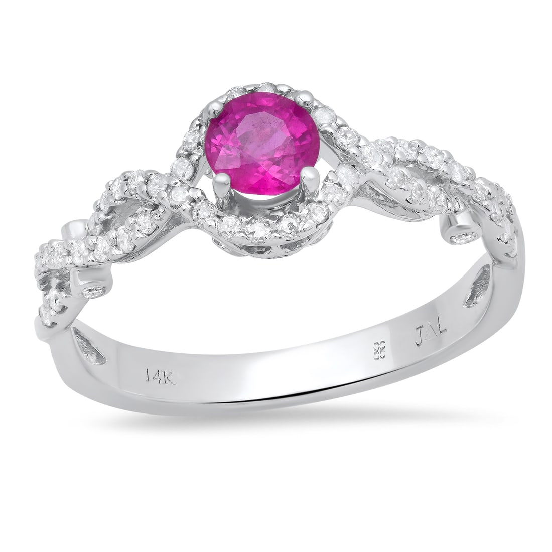 14K White Gold Setting with 0.35ct Ruby and 0.28ct Diamond Ladies Ring: Retail: $2,280.00 ****** 14K White Gold Setting with 0.35ct Ruby and 0.28ct Diamond Ladies Ring ****** Size: 6.5 / Metal: 14K White Gold / Total Item Weight: 2.75 Grams / Country Made: United States