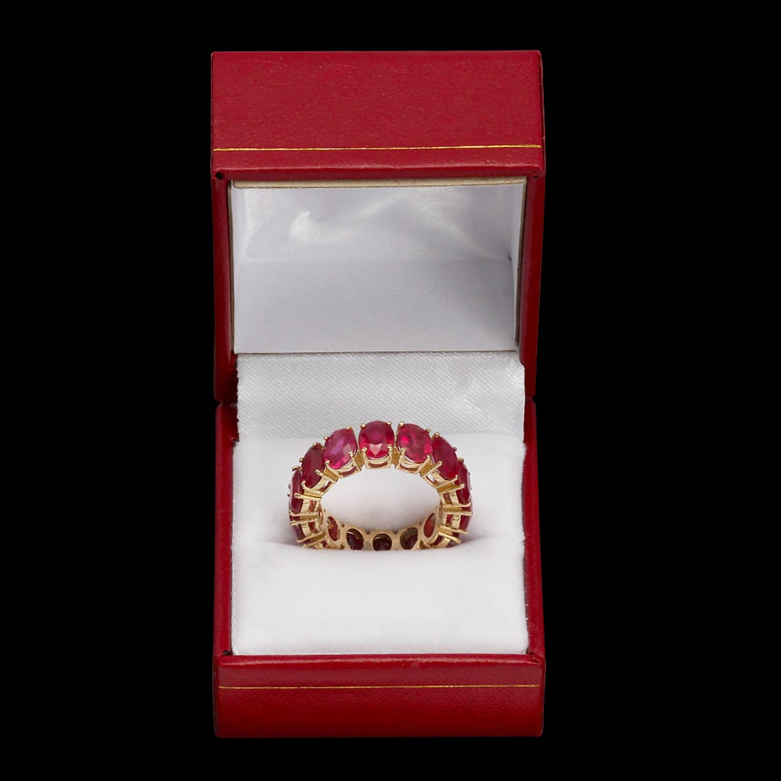 14K Yellow Gold 11.26ct Ruby Eternity Band Ring - 4