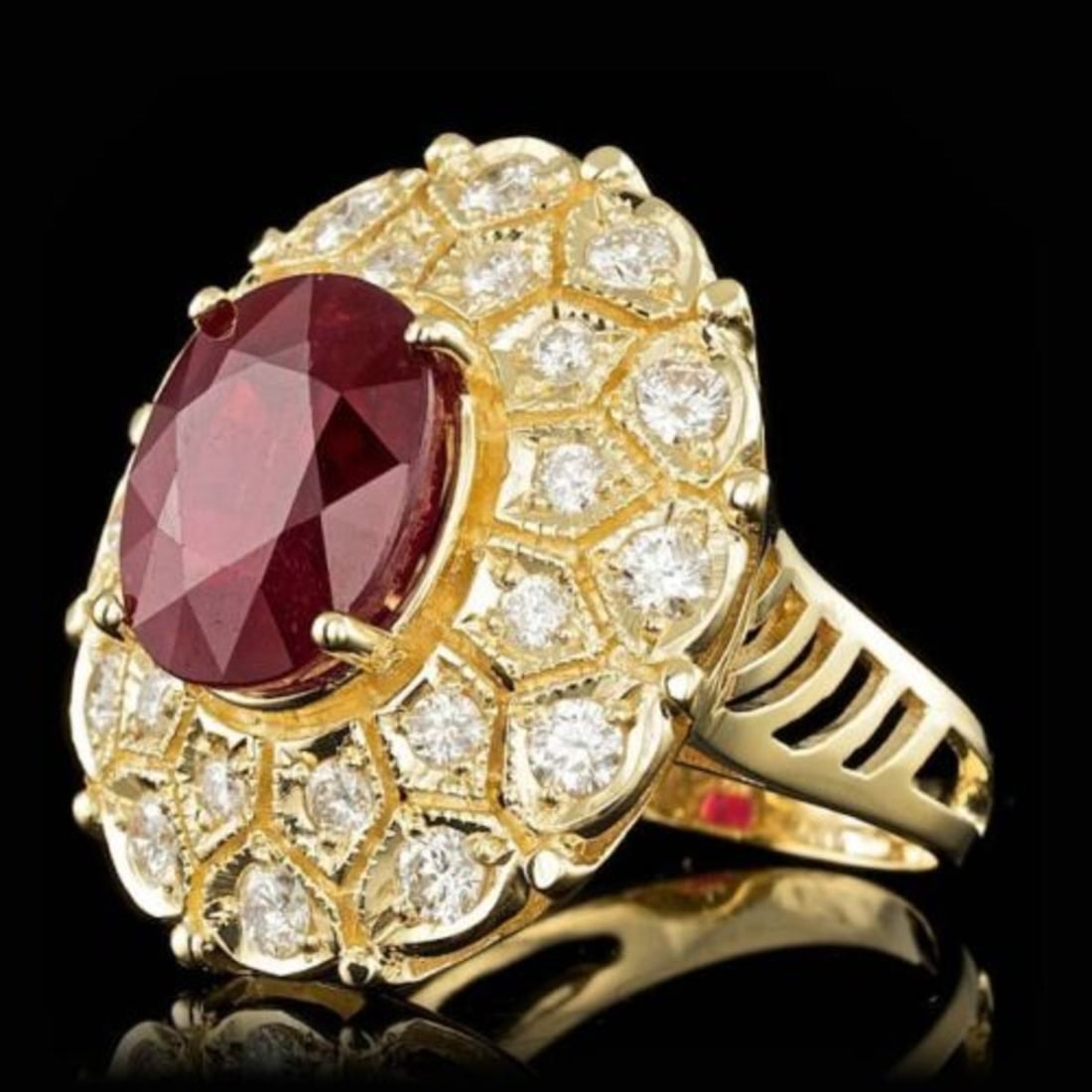 14K Yellow Gold 8.87ct Ruby and 1.67ct Diamond Ring - 2